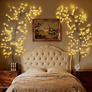 Lichterkette Willow Vine Deko Wohnzimmer: Weidenrebe Baum Lichter 144 LED Biegbare Künstliche Ba…