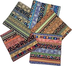 5 Stück Baumwolle Stoff zum Nähen 30x30cm, Ethnisches Muster Baumwollstoff Patchwork Stoffe Pak…