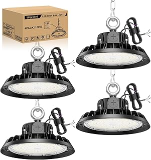 4 Pack 100W LED Deckenleuchte 0-10V Dimmbare Hallenstrahle Treiber UFO High Bay Lampe 17000LM 600…