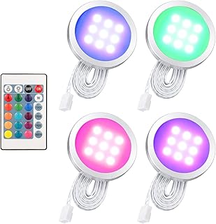 Lixada 4PCS RGB LED Kabinett Licht Installationssatz mit Fernbedienung für Bücherschrank Wandsc…