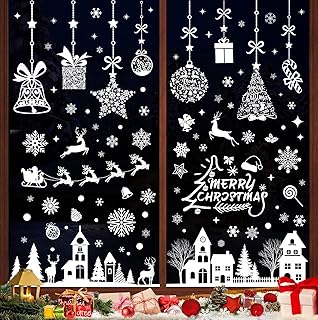 193 Stk Fensterbilder Weihnachten Selbstklebend,Weiß Fensterdeko Weihnachten Wiederverwendbar,PV…