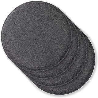 Rubberneck 4er Set rutschfeste Filz Sitzkissen rund, Stuhlkissen mit Antirutsch-Noppen, dunkelgrau