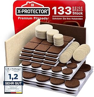X-Protector Filzgleiter 133 Stück – Prämie Möbelgleiter Braun & Beige – Dicker Filz Selbstkleb…