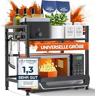 Mikrowellenregal Küchenregal stehend Stahl (2-stufig) | Mikrowellen Regal Mikrowellenschrank | V…