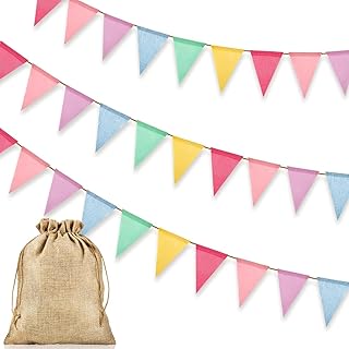 3 Stück Wimpelkette Outdoor Wetterfest, Geburtstagsdeko, Girlande Geburtstag für Party Outdoor,…