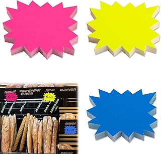 150 Stück Preisschilder Flohmarkt Neon, Neon Preisschilder, Fluoreszierende Zeichen Starburst, 3…