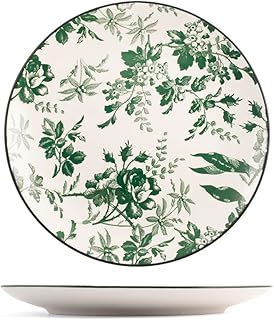 H&H Set mit 6 Margaret-Obsttellern aus Porzellan, 19 cm, grüne Dekoration, elegant und funktiona…