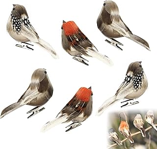 6 Stück Künstliche Federvögel, Künstliche Vögel，Feder Vogel Modell, Deko Vögel Mit Clip, …