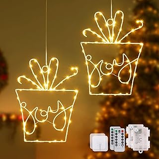 120 LED Weihnachtsdeko Fenster, 8 Modi Weihnachtsbeleuchtung, Warmweiß Lichterkette Fenster Batt…