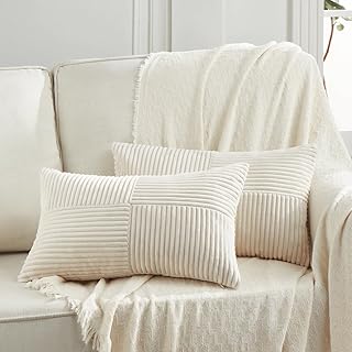 2er Set Creme Beige Kordsamt Kissenbezug 30×50 Weich Dekorative Kissenbezüge Kissenhülle Dekoki…