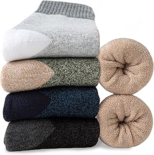 Thermosocken Herren, 5 Paar Dicke Winter Warme Socken, Atmungsaktives Wollsocken, Größe 39-45