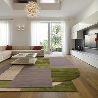 Handgetufteter Indischer Teppich – 245x150cm Wolle Bambusseide, Modern Geometrisch Mehrfarbiges V…