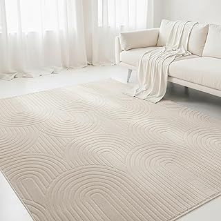 Teppich Wohnzimmer Cannes – 120×170 cm Creme – Für Schlafzimmer, Esszimmer, Kinderzimmer – Kurzf…