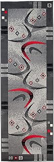 Carpeto Modern Läufer Teppich Grau 100 x 250 cm Geometrische Muster Kurzflor Monaco Kollektion