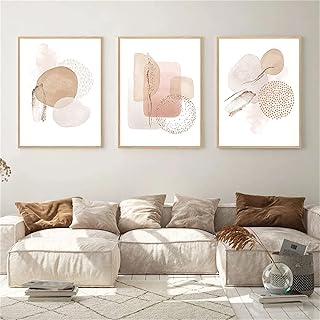 3er Abstrakt Poster Set, Aesthetic Wandbilder Beige Leinwandbilder Ohne Rahmen Wandposter Moderne…
