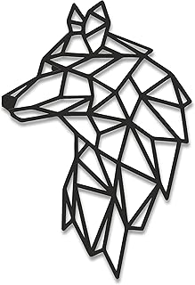 MMshop Panel: WOLF 40x28cm in Schwarz | Wanddeko Holz Wolf | Wanddekoration Deko Wall Art | Aussc…