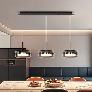 Moderne LED-Pendelleuchte Wohnzimmerlampe mit Kristall Glas Anhänger Lampe Esstisch Hängeleucht…