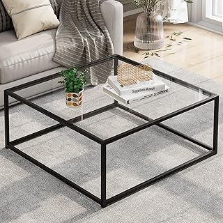 Couchtisch Quadrat Glas Schwarz, Quadratischer Couchtisch Aus Glas, Beistelltisch Wohnzimmertisch…