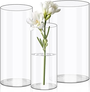 Olrla 3 Teiliges Set Transparente Acryl Blumenvase, Bruchsichere Kunststoff-Zylindervase für Blu…