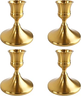 Kerzenständer Gold Metall Taper Kerzenhalter, 4 Stück Kleine Kerzenständer Vintage Moderne Dek…