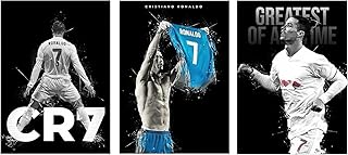 Rcxnm Fußballstar-Wandkunst, 3-teiliges Leinwandposter, Sportmotiv-Wanddekoration, 40 x 30 cm