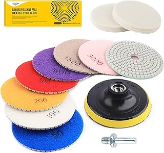 11 Stück Nass Diamant Schleifscheibe Polierset für Granit Stein Beton Marmor, 100mm Diamant Sch…