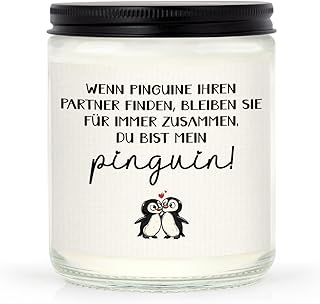 Craftique Jahrestag Geschenk für Ihn Sie – Partner Geschenke Lavendel Duftkerze, Pinguin Geschen…
