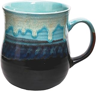 600 ml große Kaffeetasse aus Keramik mit Henkel, handgefertigte Teetasse mit Ofenwechselglasur, …