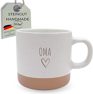 Steingut-Tasse ‚OMA‘ – 360 ml – Handgefertigte Keramik Kaffeetasse Teetasse – Spülmaschine…