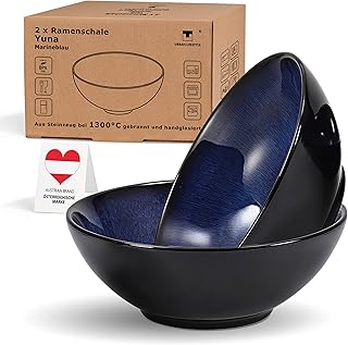 Urban Lifestyle, 2 x Ramenschale aus Keramik schwarz/blau schattierter Glasur, A bis B-Ware klein…