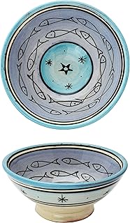 Orientalische Dipschale Schale Poisson Blau Ø 17cm Groß | bunte marokkanische Keramik Schale De…