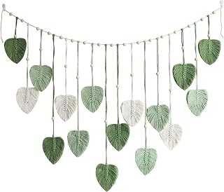 BTBHIHO Boho Makramee Wandbehang Deko, Handgewebter Wandteppich mit Holzperlen und Blättern für…