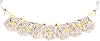 Makramee Wandbehang Boho Deko, Handgewebt Makramee Wandteppich Fransengirlande mit 3m LED Lichter…