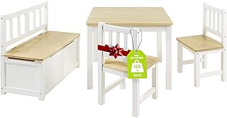 Bomi Kindersitzgruppe Anna mit integrierter Spielzeugkiste | Kinderzimmer-Set inkl. Kindertisch m…