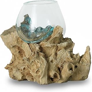 ART-CRAFT Handgemachtes Wurzelholz mit Glas Wurzelholz Deko Dekoschale auf einem Wurzelholz gefor…