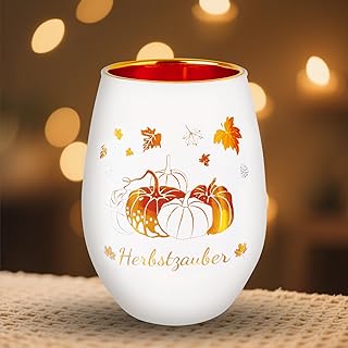 Windlicht Herbstzauber mit Kürbis & Ahornblatt – Herbstliche Teelichtdeko – Geschenkidee fü…