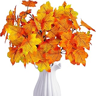 ROLLWAY 6 Bündel Kunstblumen Herbst wie Echt Herbstblätter Künstliche Blumen Herbst Zweige, He…