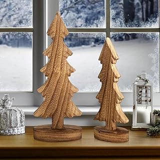 2 Stück Weihnachtsdeko Holz, Mini Weihnachtsbaum, Künstlicher Weihnachtsbaum, 20cm, 25 cm, für…