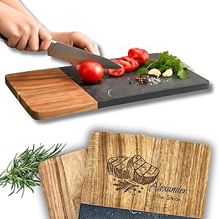 C|UTE – Schneidebrett personalisiert mit Gravur aus Akazienholz & Marmor | Servierbrett, Grillt…