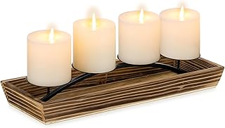 Romadedi Adventskranz Teller Länglich Klein: Holz Tablett mit Metall Gestell Schwarz für Stumpe…