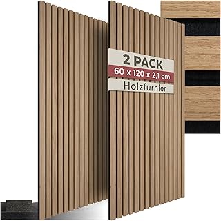 tectake® 3D Akustikpaneele 120 x 60 x 2,1 cm, Holz Optik Paneele, Wandpaneele in Holzoptik als S…
