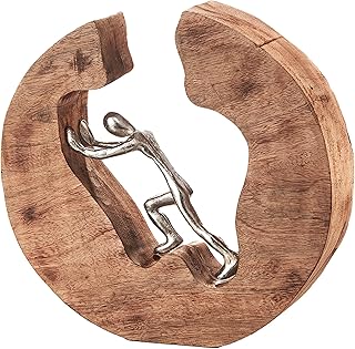 Kobolo Dekofigur Strength | 29x7x28 cm | braun & Silber | handgefertigte Skulptur aus Holz und Me…