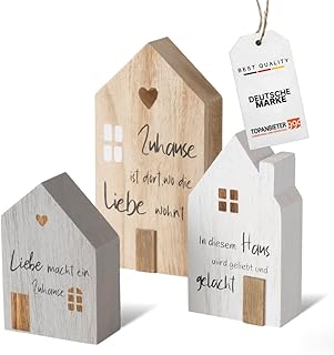 Dekoaufsteller Holz 3er Set – Moderne Wohnaccessoires mit liebenvollen Sprüchen– Hochwertige…