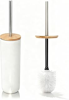 WC-Bürste und Halter-Set mit Holzakzenten & Edelstahlgriff – schlanke, moderne WC-Bürsten & H…