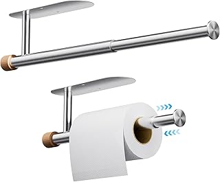 Zivacate Küchenrollenhalter ohne Bohren Ausziehbares, [Ästhetische Holzakzente] Badezimmer Papi…