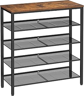 VASAGLE Schuhregal, Schuhablage, 5 Ebenen, große Oberfläche, verstellbare Gitterablagen, platzs…