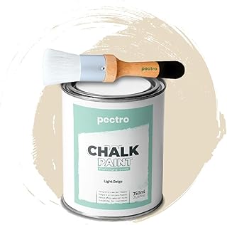 Pack Kreidefarbe für möbel 750ml + Malerpinsel speziell für Chalk Paint – Möbellack Natürlic…