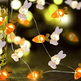 lichterkette ostern 20 led osterdeko für draußen, warmweiß osterhase lichterkette außen batte…