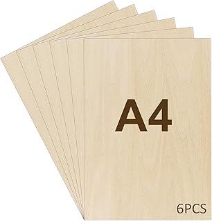 WISYOK 6pcs Sperrholaplatte 2mm, A4 Sperrholz, Holz Platten, Holzplatt für DIY Holzarbeiten, Las…