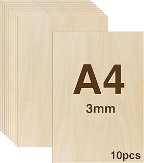 WISYOK 10pcs Sperrholz 3mm, Sperrholaplatte A4, Holz Platten, Holzplatten zum Basteln, Holzplatt …